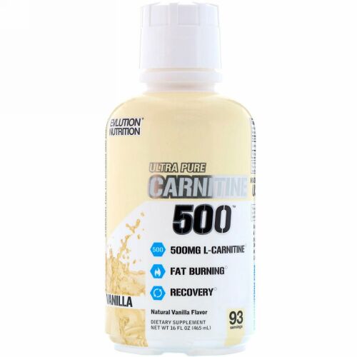 EVLution Nutrition, Ultra Pure CARNITINE500, Vanilla, 16 fl oz (465 ml) (Discontinued Item)