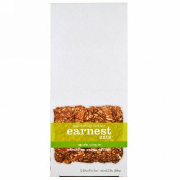 Earnest Eats, ベークドホールフードバー、アップルジンジャー、12本、各1.9オンス (54 g) (Discontinued Item)