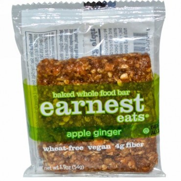 Earnest Eats, Baked Whole Food Bar, Apple Ginger, 1.9 oz (54 g) (Discontinued Item)