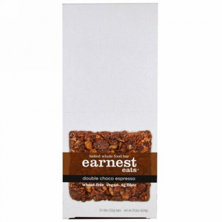 Earnest Eats, ベークドホールフードバー、ダブルチョコエスプレッソ、12本、各1.8オンス (52 g) (Discontinued Item)