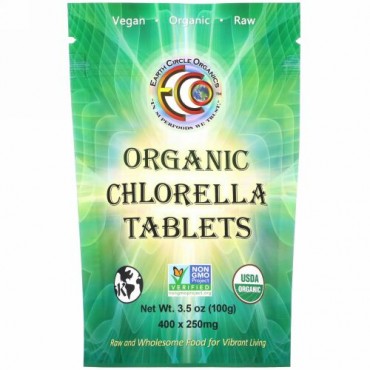 Earth Circle Organics, Organic Chlorella Tablets, 250 mg, 400 Tablets, 3.5 oz (100 g)
