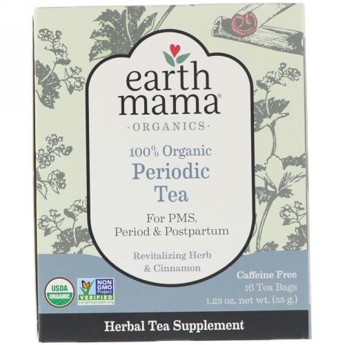 Earth Mama, 100%オーガニックピリオディックティー、活力を与えるハーブとシナモン、16ティーバッグ、1.23オンス (35 g) (Discontinued Item)