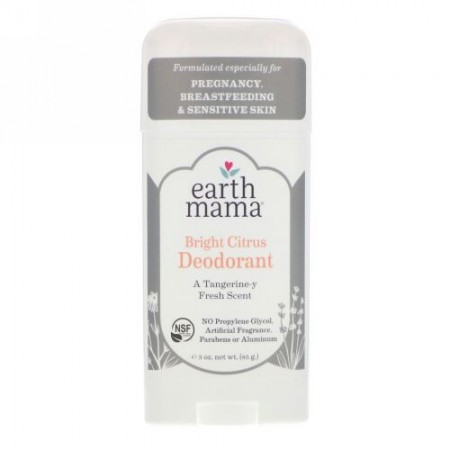 Earth Mama, デオドラント、ブライト シトラス、3 oz (85 g) (Discontinued Item)