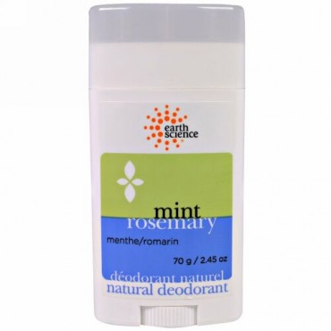 Earth Science, ナチュラル デオドラント、ミント ローズマリー、2.45 oz (70 g)