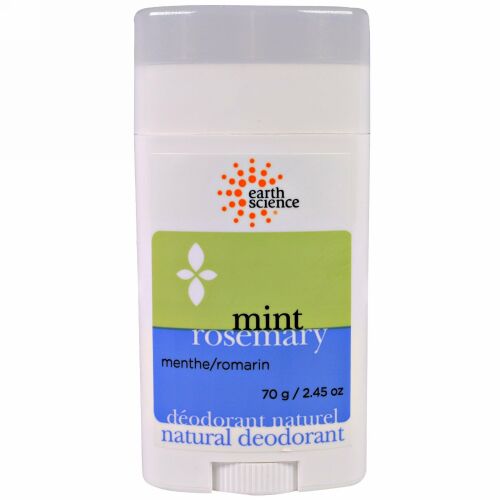 Earth Science, ナチュラル デオドラント、ミント ローズマリー、2.45 oz (70 g)