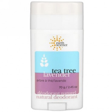 Earth Science, ナチュラルデオドラント、ティーツリー、ラベンダー、2.45 oz (70 g)