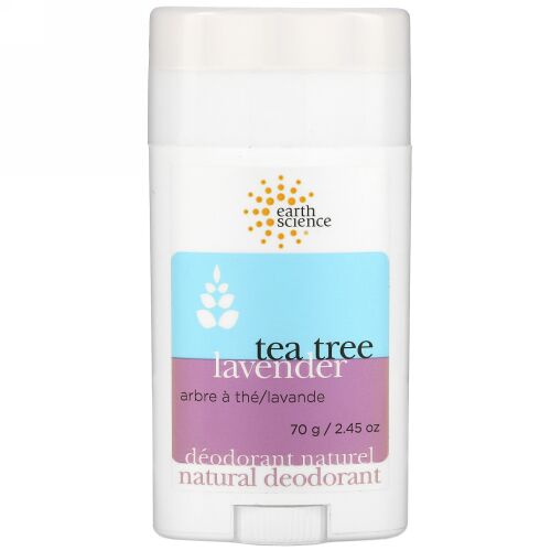 Earth Science, ナチュラルデオドラント、ティーツリー、ラベンダー、2.45 oz (70 g)