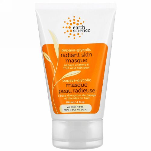 Earth Science, ラディアント スキン マスク、パパイヤ‐グリコール、4 fl oz (118 ml)