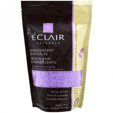Eclair Naturals, 泡立つバスソルト、フレンチラベンダー、14オンス (397 g) (Discontinued Item)