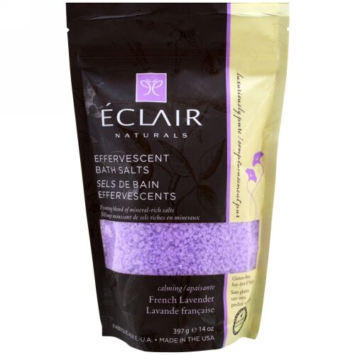 Eclair Naturals, 泡立つバスソルト、フレンチラベンダー、14オンス (397 g) (Discontinued Item)