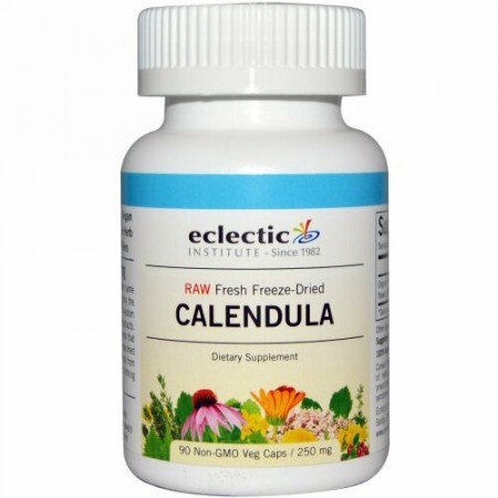 Eclectic Institute, カレンデュラ、 250 mg、 90 非遺伝子組換え植物性カプセル (Discontinued Item)