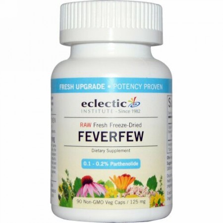 Eclectic Institute, フィーバーフュー、 125 mg、 90 非遺伝子組換え植物性カプセル