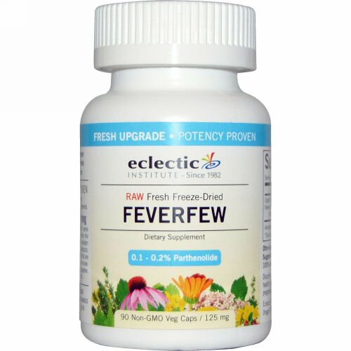 Eclectic Institute, フィーバーフュー、 125 mg、 90 非遺伝子組換え植物性カプセル