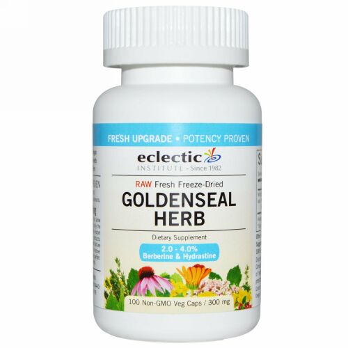 Eclectic Institute, ゴールデンシールハーブ（Goldenseal Herb）, 生, 300 mg, 100粒（非GMOベジタリアンカプセル） (Discontinued Item)