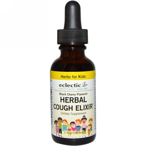 Eclectic Institute, 子供用ハーブ、 ハーブ咳止め、 ブラックチェリー風味、 1 液量オンス (30 ml)