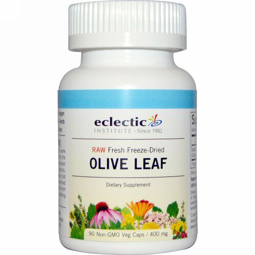 Eclectic Institute, オリーブの葉、 400 mg、 90 非遺伝子組換え植物性カプセル (Discontinued Item)