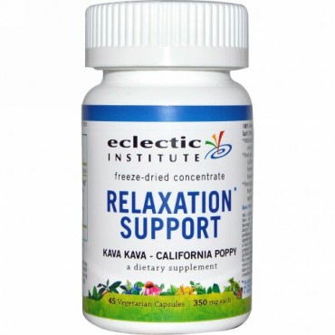 Eclectic Institute, リラクゼーションのサポート, カバカバ - カリフォルニアポピー（キンエイカ）, 350 mg, 45粒（ベジタリアンカプセル） (Discontinued Item)