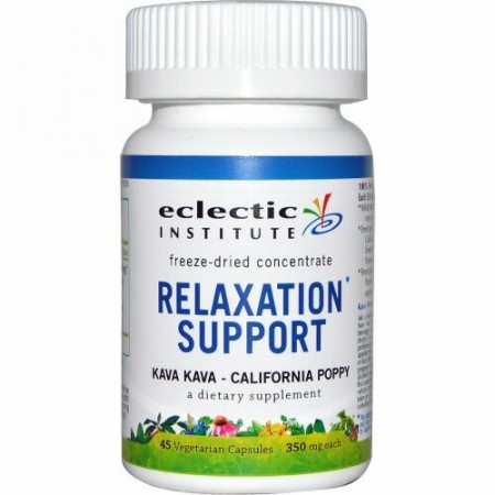 Eclectic Institute, リラクゼーションのサポート, カバカバ - カリフォルニアポピー（キンエイカ）, 350 mg, 45粒（ベジタリアンカプセル） (Discontinued Item)