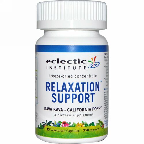 Eclectic Institute, リラクゼーションのサポート, カバカバ - カリフォルニアポピー（キンエイカ）, 350 mg, 45粒（ベジタリアンカプセル） (Discontinued Item)