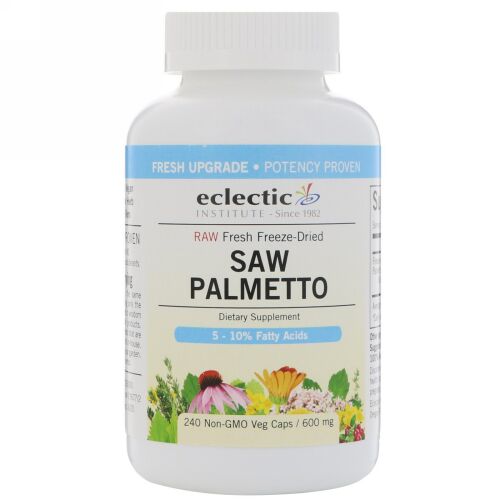 Eclectic Institute, ノコギリヤシ、600 mg, 240 非GMO 植物性カプセル