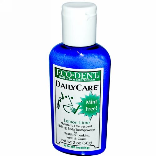 Eco-Dent, デイリー・ケア, ベーキング・ソーダ粉末歯磨き粉, レモン-ライム, 2 oz (56 g) (Discontinued Item)