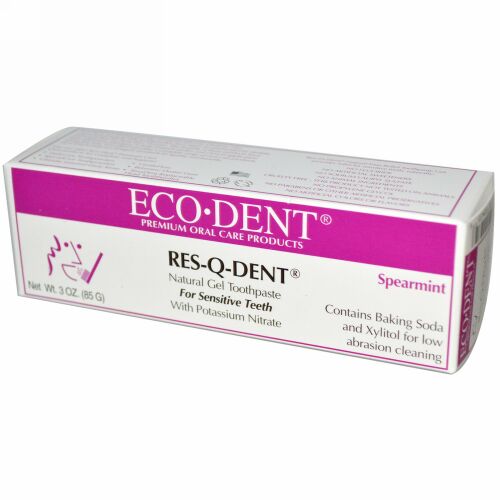 Eco-Dent, レス-Q-デント、ナチュラル歯磨きジェル、スペアミント、3 oz (85 g) (Discontinued Item)