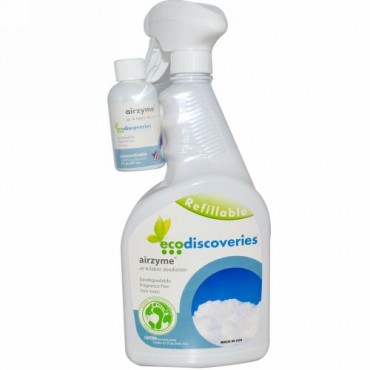 EcoDiscoveries, Airzyme、空気& 布製品の脱臭、2 fl oz ( 60 ml)濃縮 w/ 1 スプレーボトル (Discontinued Item)