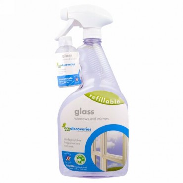 EcoDiscoveries, ガラス 濃縮 窓と鏡、 2 fl oz (60 ml) 濃縮 1 スプレーボトル (Discontinued Item)