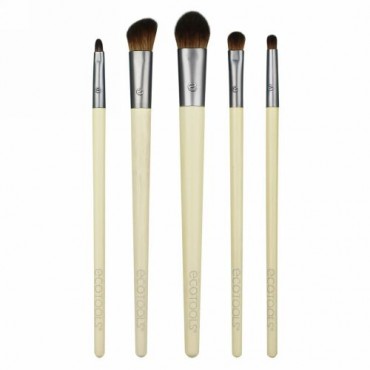 EcoTools, 日々のアイメイクブラシセット、5ピースセット & 収納トレイ