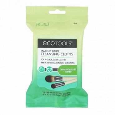 EcoTools, メイクブラシ用洗浄布、ウェットタイプ25枚 (Discontinued Item)