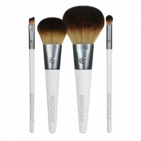 EcoTools, お出掛け用スタイルブラシセット、4ピースセット & 二層ポケットケース