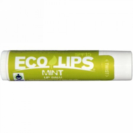 Eco Lips, リップバーム、SPF 15、ミント、0.15オンス（4.25 g） (Discontinued Item)