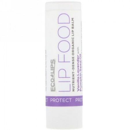 Eco Lips, Lip Food, Protect, Nutrient-Dense Organic Lip Balm, Vanilla Lavender, .15 oz (4.25 g) (Discontinued Item)