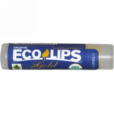 Eco Lips, オーガニック、ゴールデンリップバーム、無香料、0.15オンス（4.25 g） (Discontinued Item)