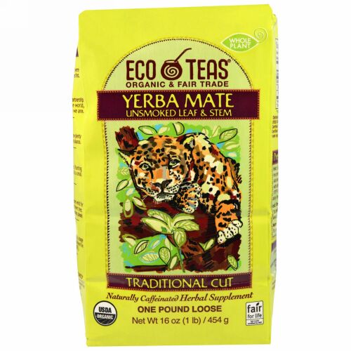 Eco Teas, イェルバ・メイト、非燻製リーフ＆ステム、16オンス（445 g） (Discontinued Item)
