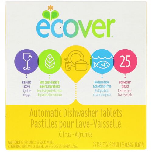 Ecover, Automatic Dishwasher Tablets, Citrus, 25 Tablets, 17.6 oz (0.5 kg) (Discontinued Item)