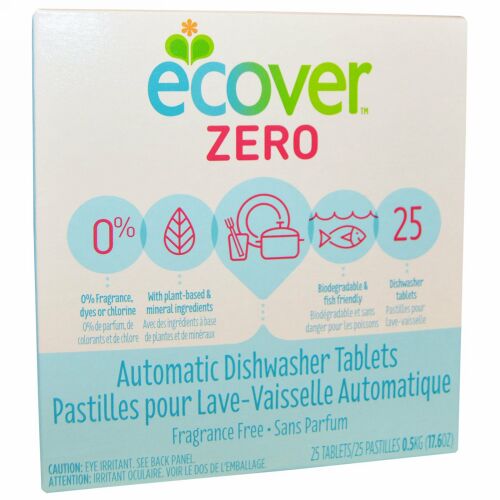 Ecover, ゼロ, 自動食器洗い機用錠剤, 無香料, 25錠, 17.6オンス（0.5 kg） (Discontinued Item)