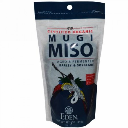 Eden Foods, 認証オーガニック 麦味噌、麦 & 大豆、12.1 オンス (345 g) (Discontinued Item)