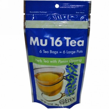 Eden Foods, Mu 16 ティー, オタネニンジン（御種人蔘）入り 6 ティーバッグ, 1.3 オンス (38 g) (Discontinued Item)