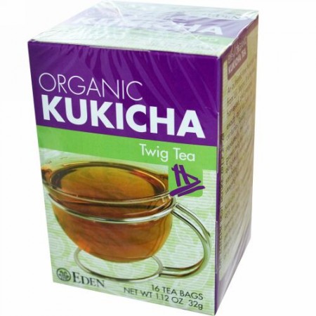 Eden Foods, オーガニック、Kukicha Twig Tea（茎茶、小枝のお茶）、16ティーバッグ、1.12オンス(32 g) (Discontinued Item)