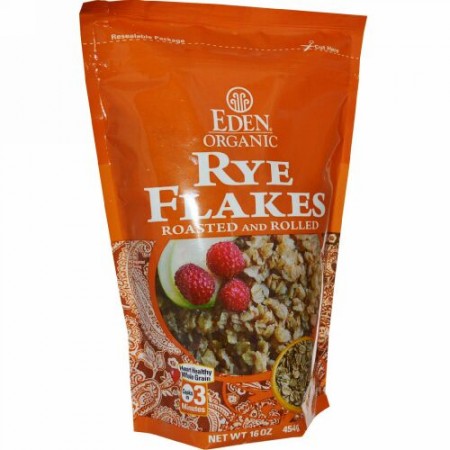 Eden Foods, オーガニック, ライ麦 フレーク状, ロースト・ロール加工済み, 16 オンス (454 g) (Discontinued Item)