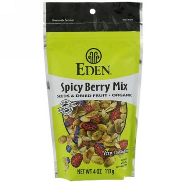 Eden Foods, オーガニック、シード & ドライフルーツ、スパイシーベリーミックス、4 oz (113 g) (Discontinued Item)
