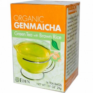 Eden Foods, オーガニック玄米茶、玄米入り緑茶、 16 ティーバッグ 1.01オンス (29 g) (Discontinued Item)