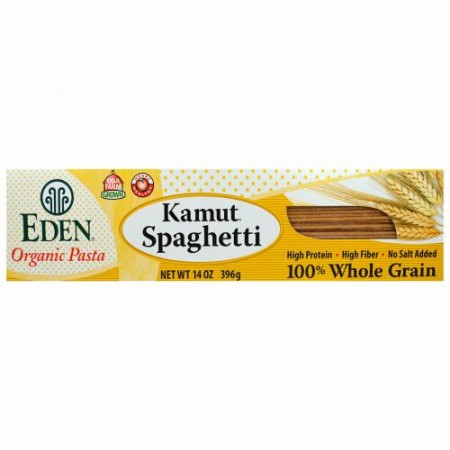 Eden Foods, オーガニックパスタ、カムット スパゲッティ、100%全粒、14 oz (396 g)