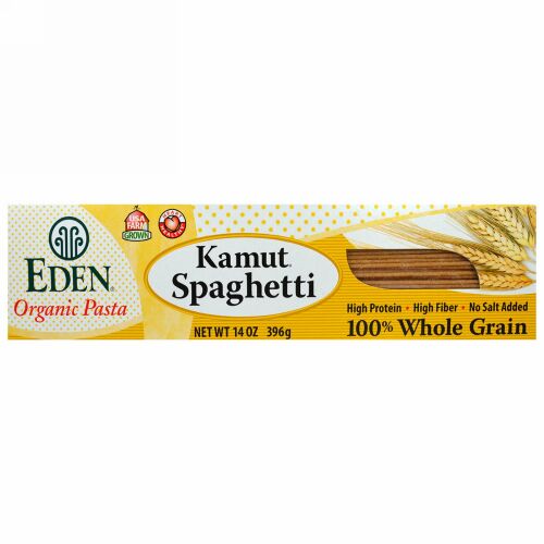 Eden Foods, オーガニックパスタ、カムット スパゲッティ、100%全粒、14 oz (396 g)