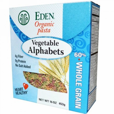 Eden Foods, オーガニックパスタ、ベジタブルアルファベット、16 oz (453 g) (Discontinued Item)
