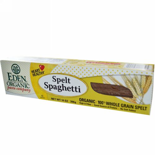 Eden Foods, オーガニック スペルト小麦 スパゲッティ, 100% 全粒穀物, 14 オンス (396 g) (Discontinued Item)