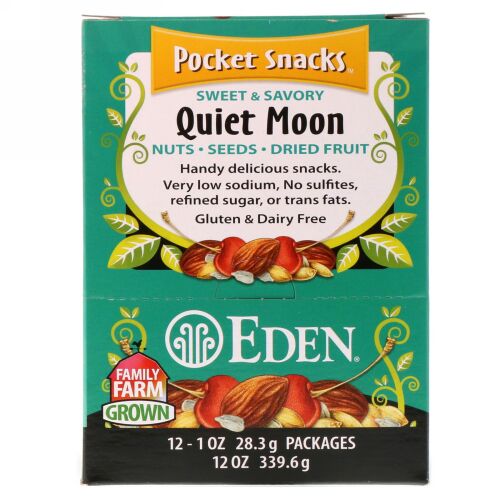 Eden Foods, ポケットスナックス、クワイエットムーン、ナッツ、シード、ドライフルーツ、12パック、各1 oz (28.3 g) (Discontinued Item)