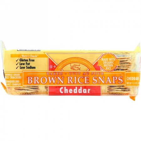 Edward & Sons, Baked Brown Rice Snaps, Cheddar, 3.5 oz (100 g) (Discontinued Item)