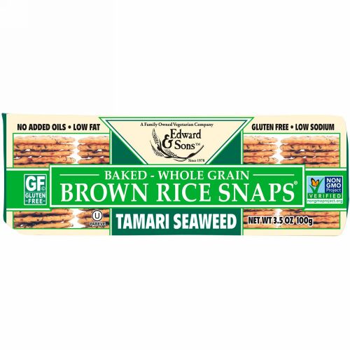 Edward & Sons, オーブン調理の全粒粉玄米スナップ、 タマリと海苔、3.5 oz (100 g)